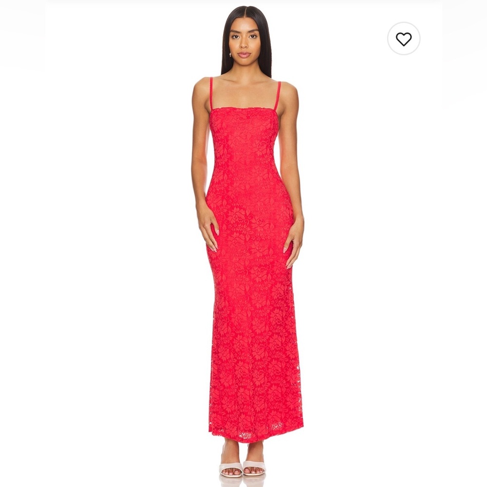 Chic Red Lace Maxi Dress